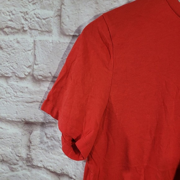 Zara Red Basic Crewneck Chest Pocket Cotton Tee - Picture 5 of 10